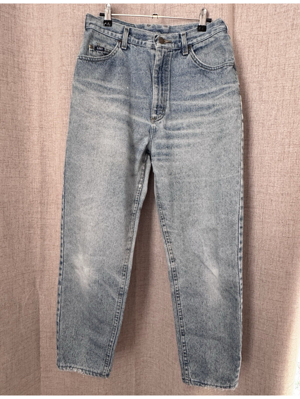 Lee Men's Light Wash Blue Denim Tapered Regular Fit Jeans Mid Rise Button